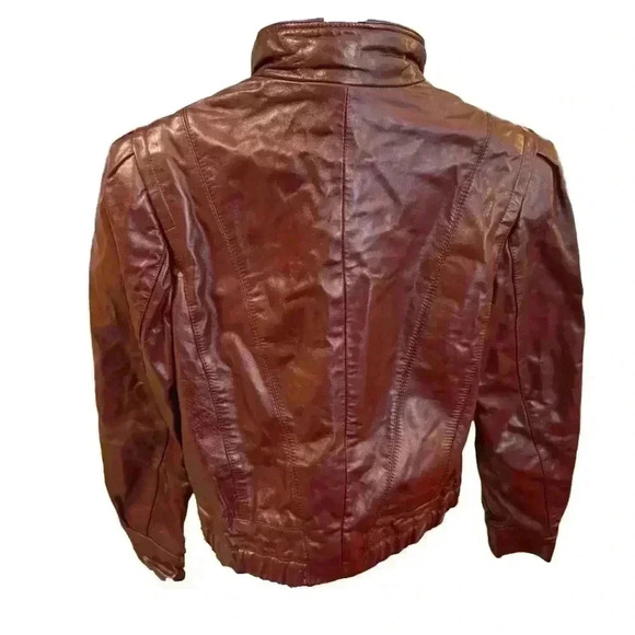 ‼️SOLD‼️ VINTAGE High Sierra Oxblood Genuine Leather Bomber Jacket Size 11-12 - Picture 5 of 10